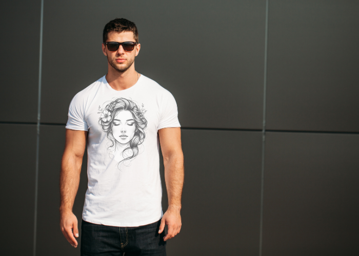 Men's Blue Den Graphic Printed Oversized Shirt - Image 3